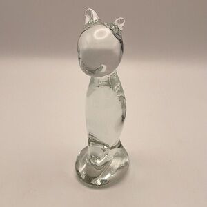 Cat, Sleek Clear Glass Figurine, 5” Tall Sitting Kitty. Excellent Condition!